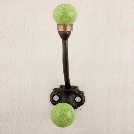Lime Green Crackle Iron Hooks-EHG-88